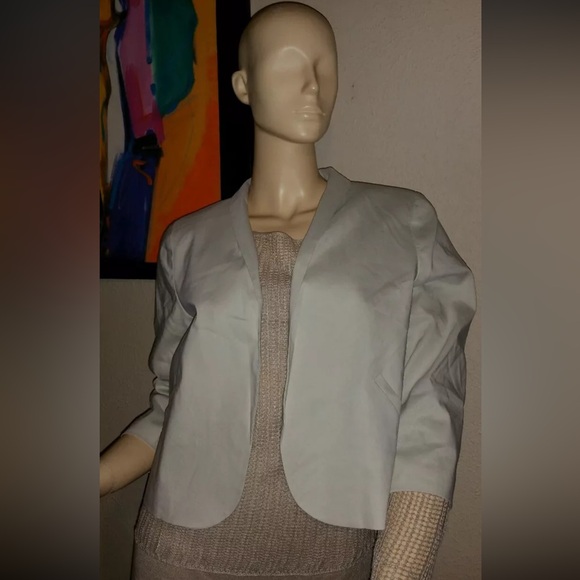 Eileen Fisher Bone Polished Ramie Stretch Shawl Collar Jacket Sz PM $338 NWT - Picture 1 of 11